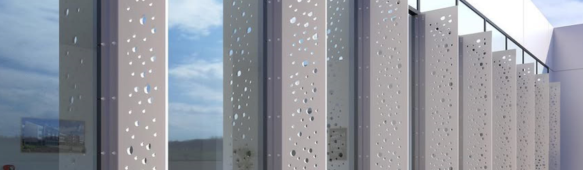 building facade with vertical sunbreakers