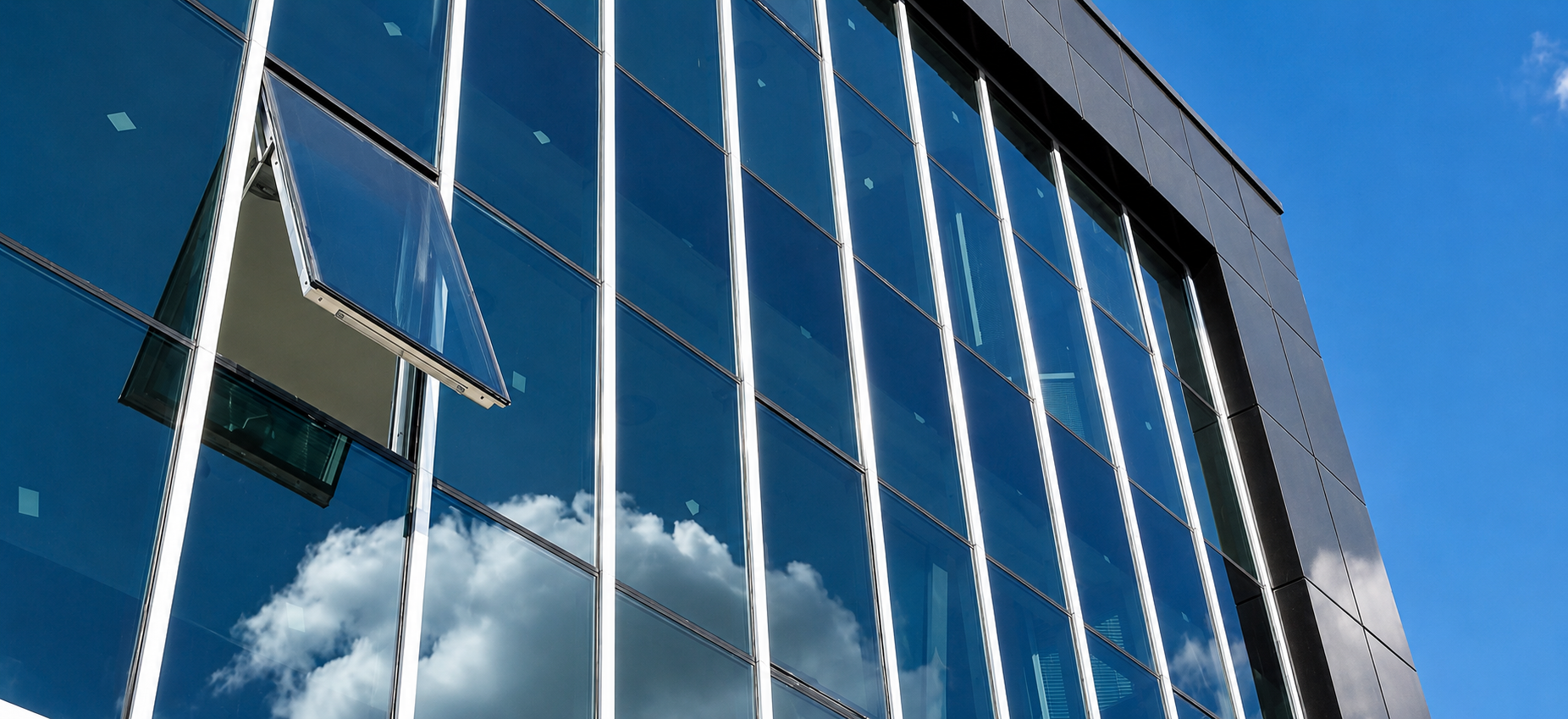 building facade with one window opened